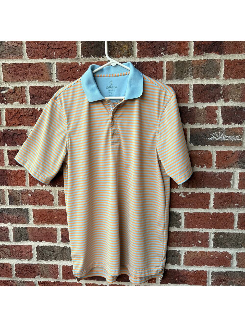 Bobby Jones Striped Gold Polo Shirt Size Medium